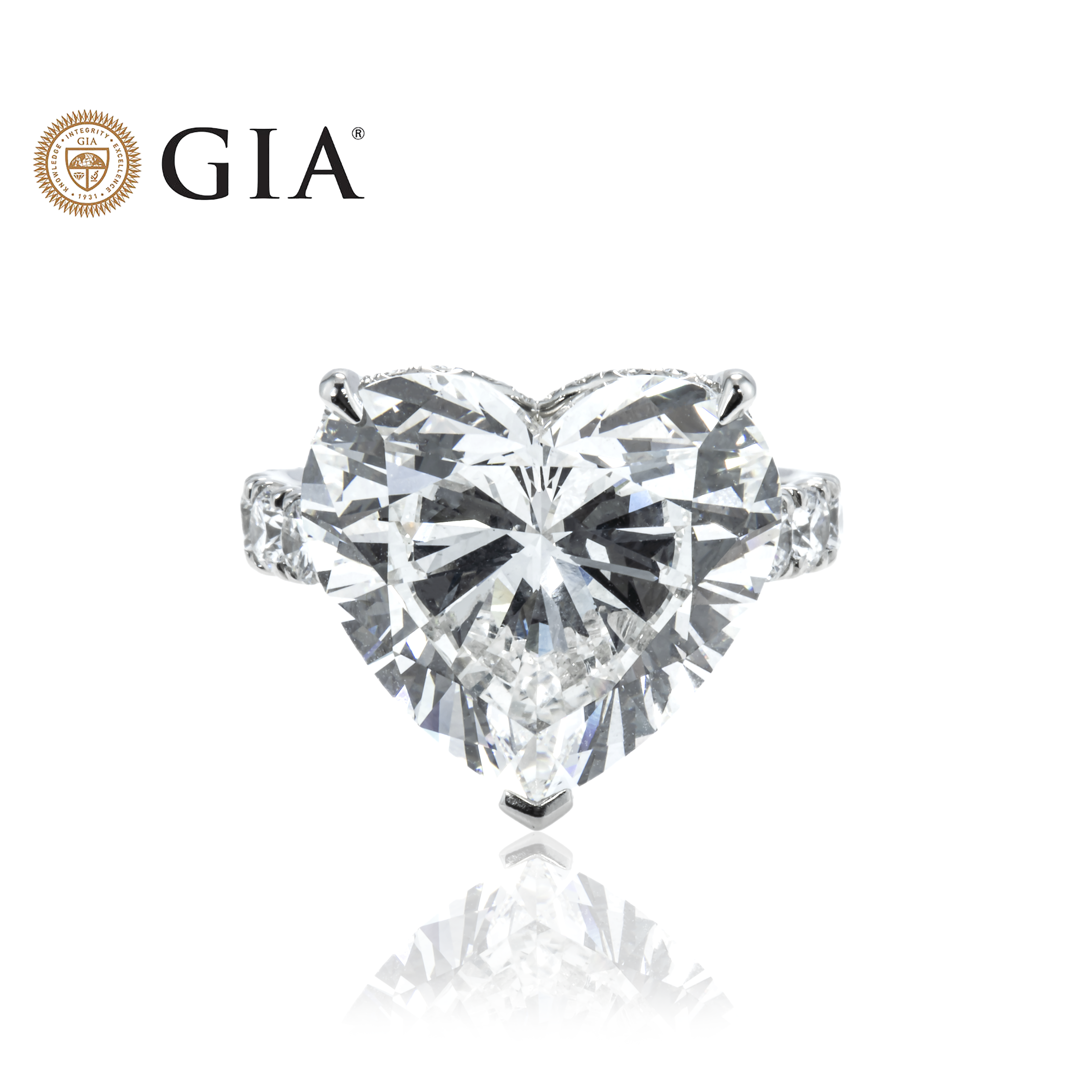 GIA Platinum 10.79ct Heart Cut Diamond Engagement Ring 12.19ctw