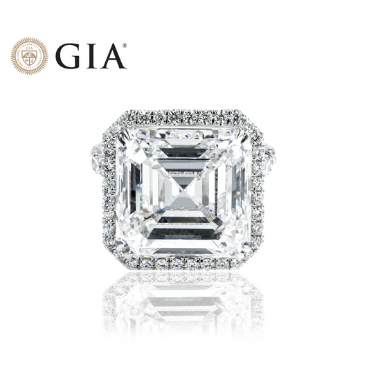 GIA Platinum 21.23ct Asscher Cut Diamond Engagement Ring 22.63ctw