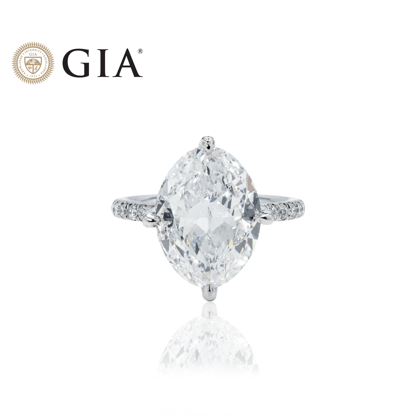 GIA Platinum 7.02ct Oval Cut Diamond Engagement Ring 8.02ctw