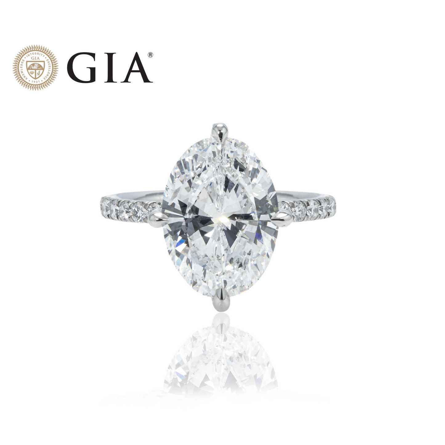 GIA Platinum 5ct Oval Cut Diamond Engagement Ring 5.75ct