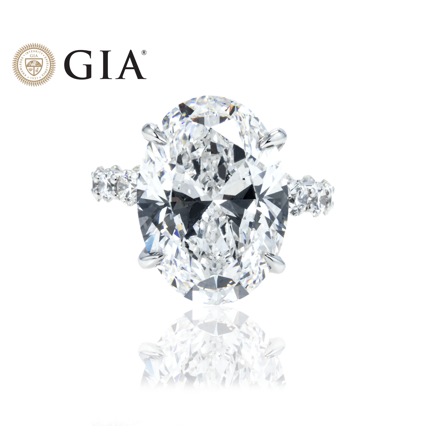 GIA 18K White Gold 13.48ct Oval Cut Diamond Cut Engagement Ring 16.23ctw