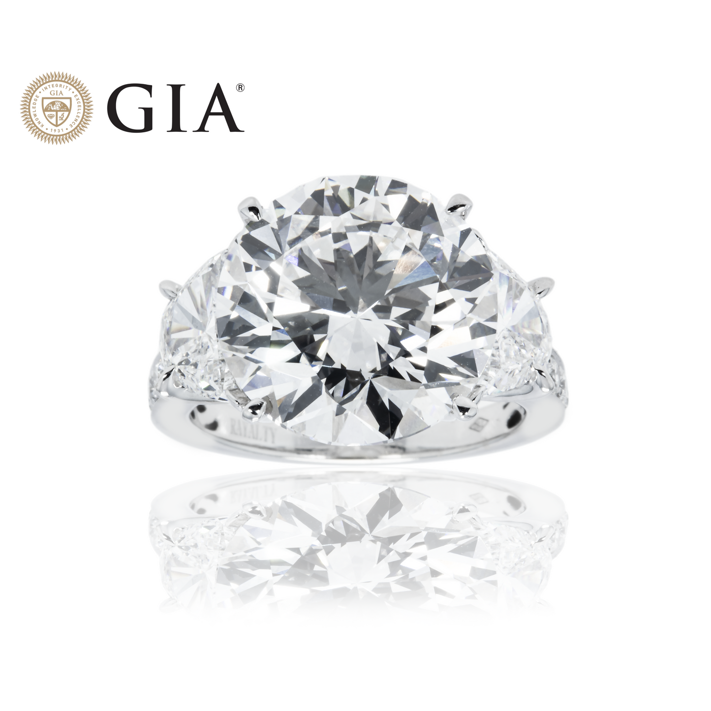 GIA 18K White Gold 10.21ct Round Triple Diamond Engagement Ring 11.10ctw