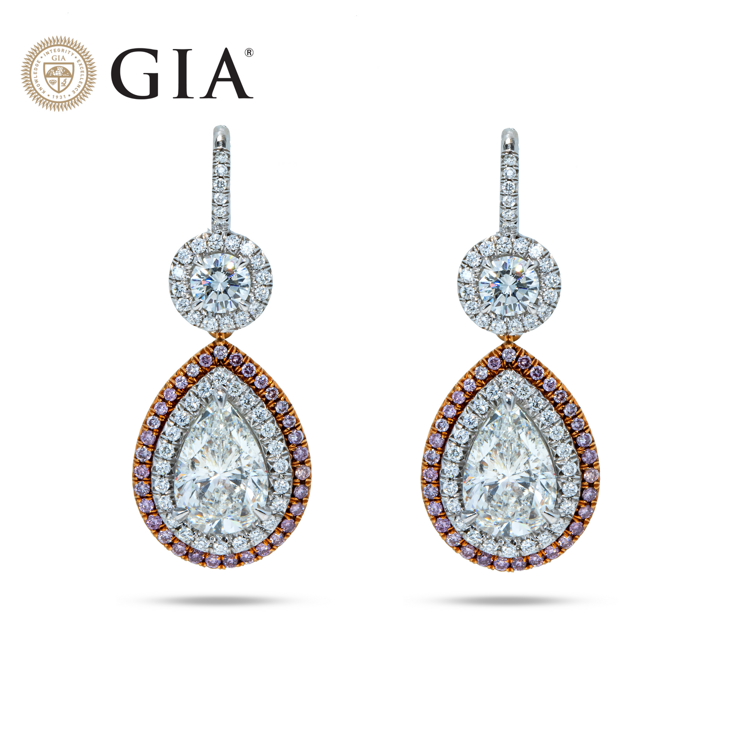 Platinum Pear Cut Diamond Drop Earrings 4.59ctw