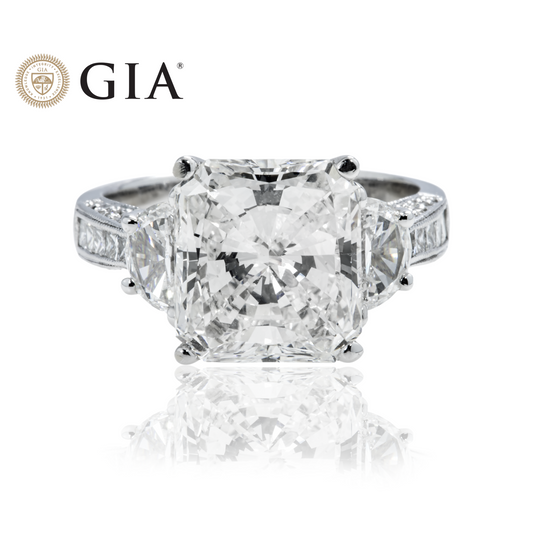 GIA 18K White Gold Square Radiant Cut Diamond Engagement Ring 6.47ctw