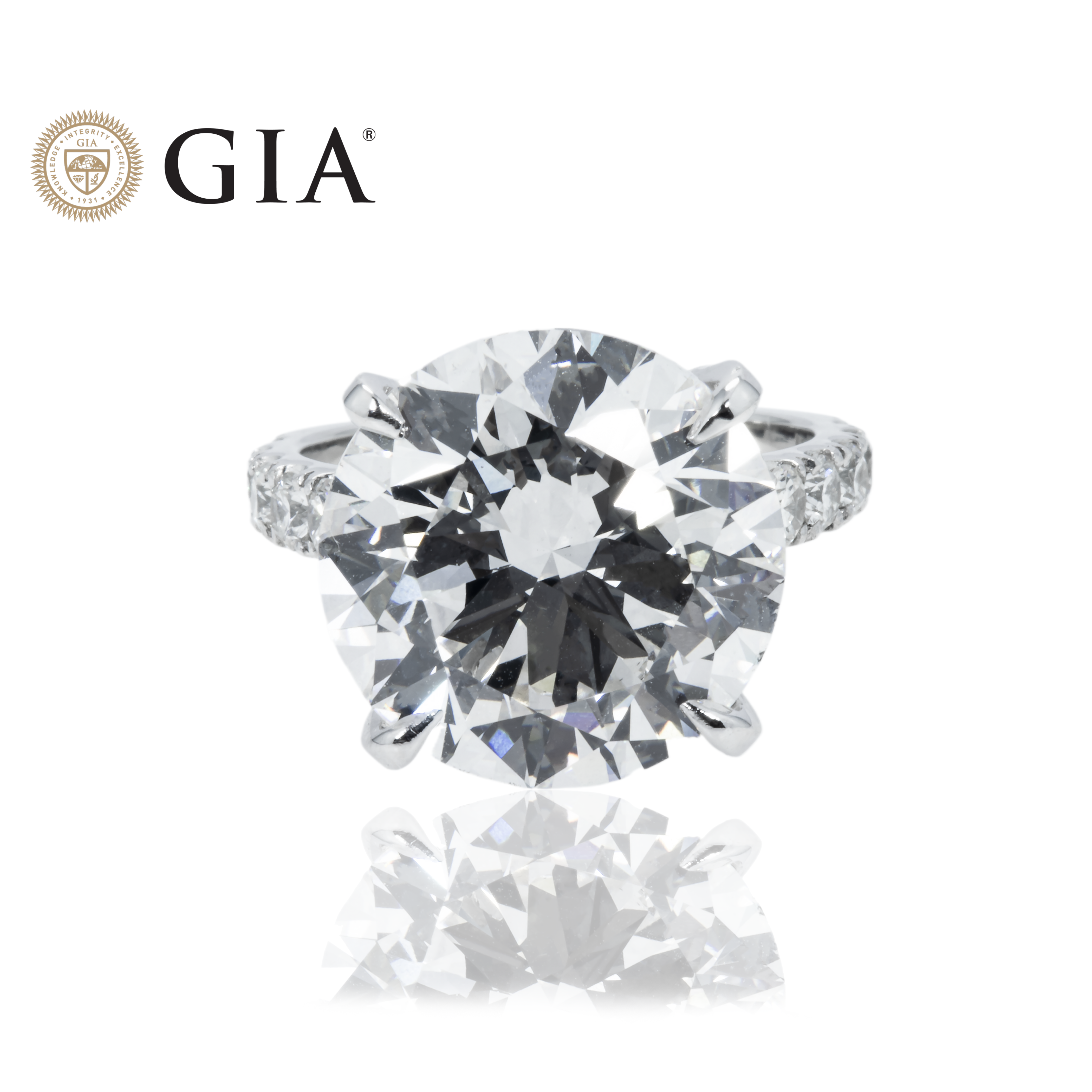 Gia Platinum 11.05Ct Round Diamond Engagement Ring 12.47Ctw Bridal