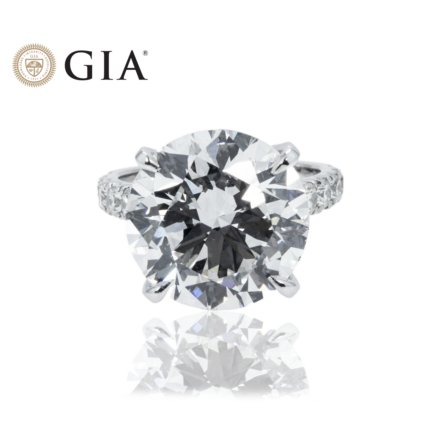 GIA Platinum 11.05ct Round Diamond Engagement Ring 12.47ctw