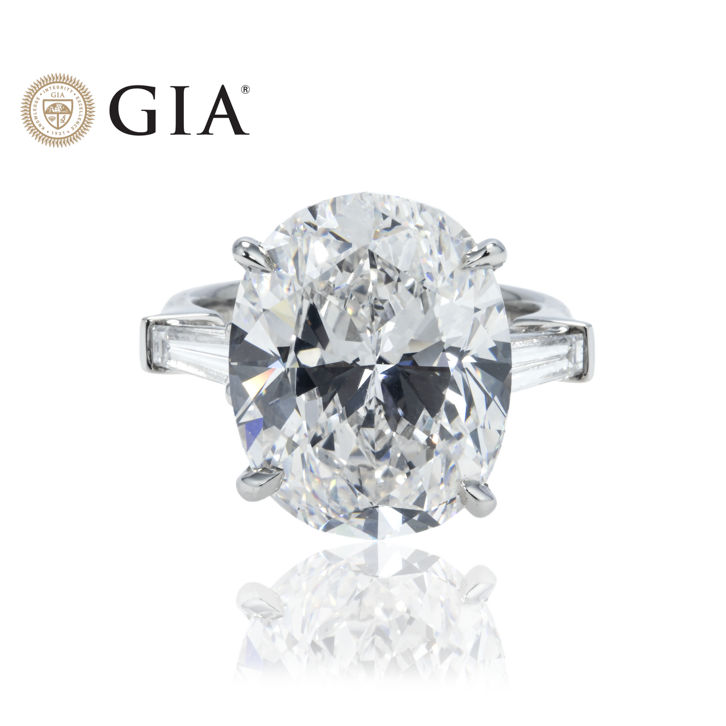 GIA Platinum 13.28ct Oval Cut Diamond Engagement Ring 14.04ctw