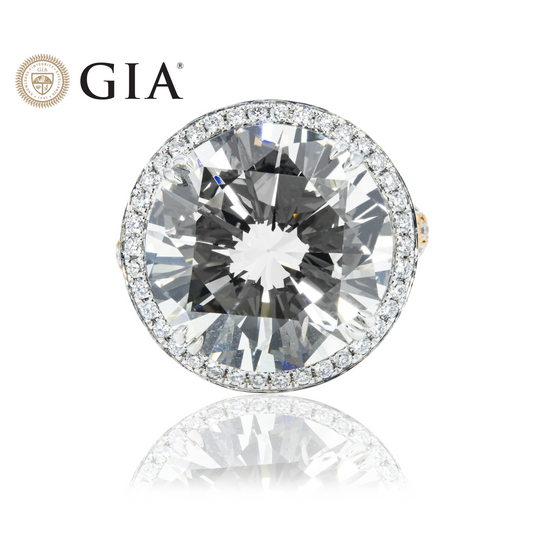 GIA 18K White Gold 14.52ct Round Diamond Engagement Ring 15.87ctw