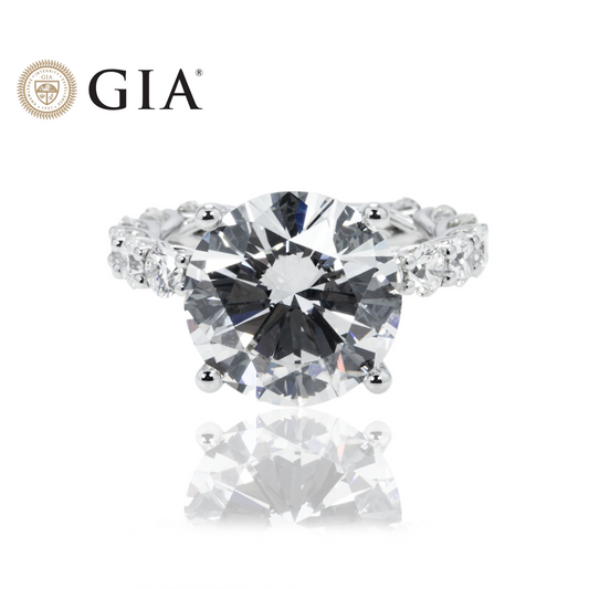 GIA 18K White Gold 7.06ct Round Diamond Engagement Ring 9.81ctw