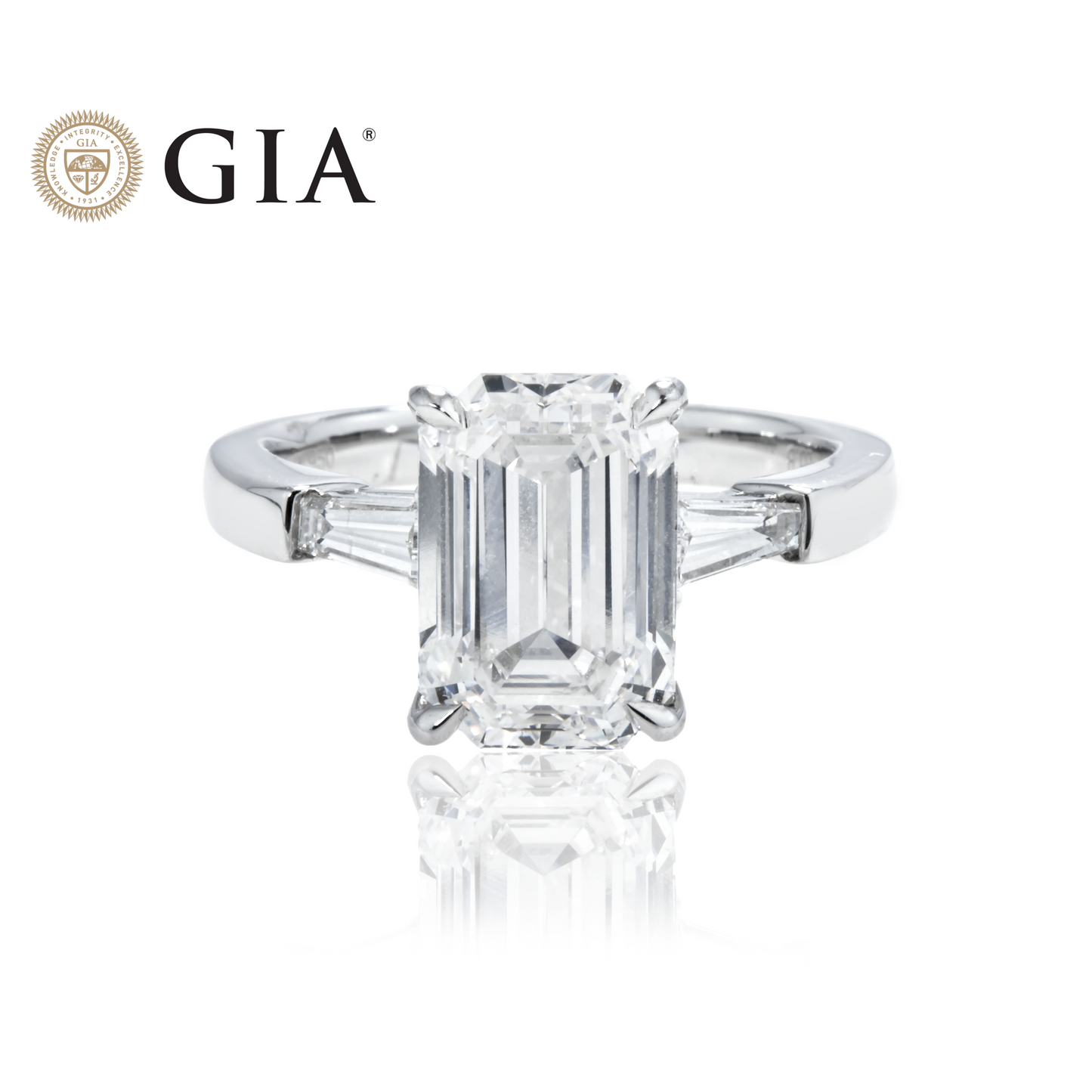 GIA Platinum 4.04ct Oval Cut Triple Diamond Engagement Ring 4.42ctw