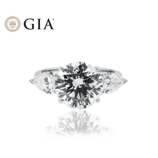 GIA 14K White Gold 4.86ct Round Diamond Triple Engagement Ring 6.47ctw