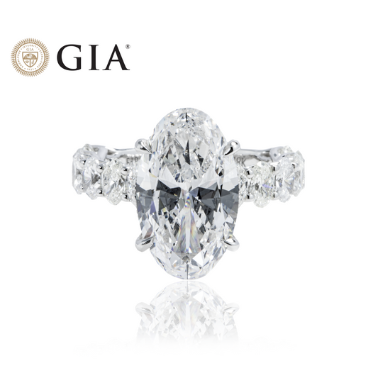 GIA 18K White Gold Full Oval Cut Diamond Engagement Ring 7.78ctw