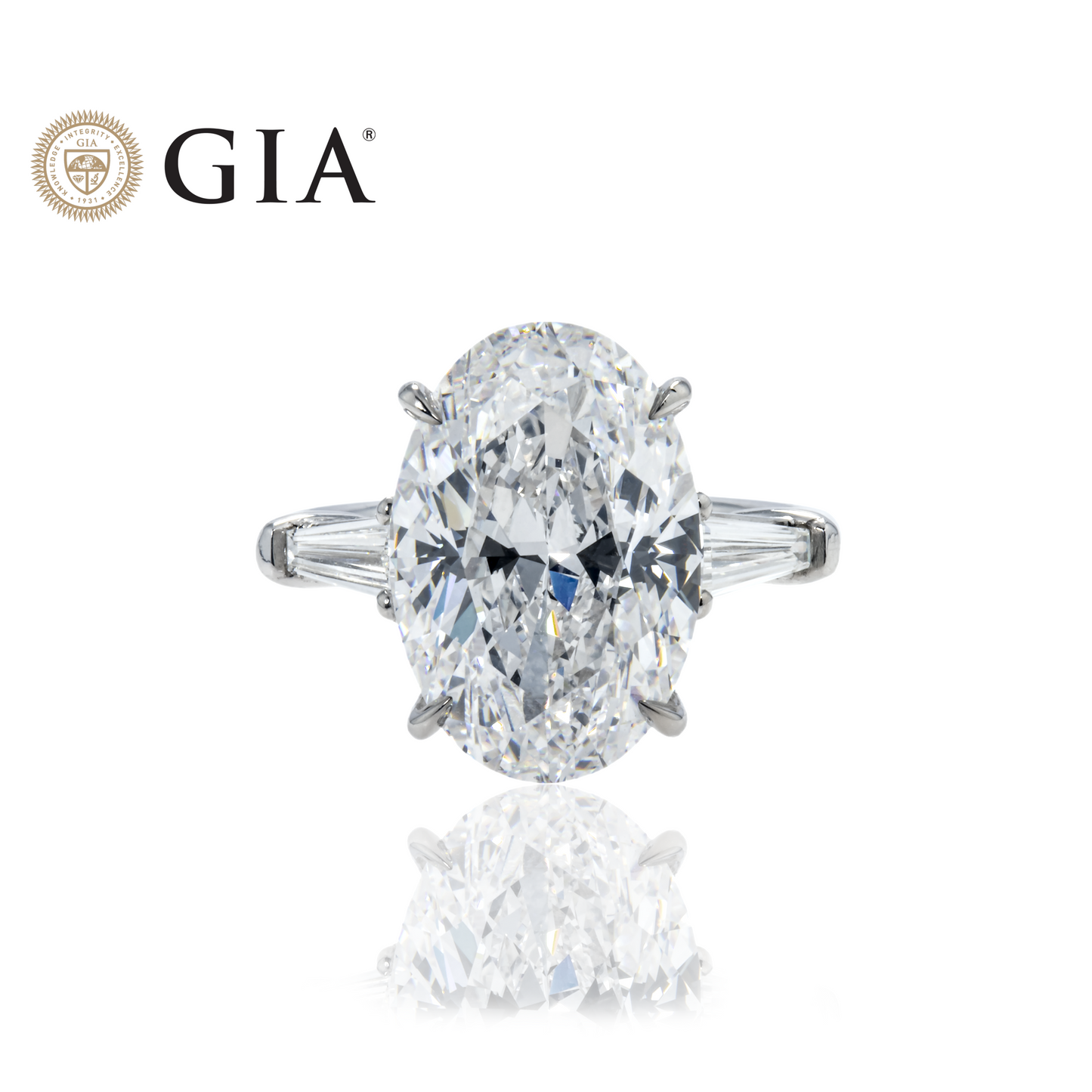 GIA Platinum 8.02ct Oval Cut Triple Diamond Engagement Ring 8.39ctw