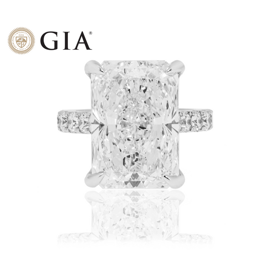 Gia 14K White Gold 16.96Ct Radiant Cut Diamond Engagement Ring 19.30Ctw Bridal