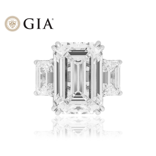 GIA Platinum 18ct Triple Emerald Cut Diamond Engagement Ring 24.42ctw