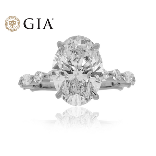 GIA 18K White Gold 4ct Oval Cut Diamond Engagement Ring 5ctw