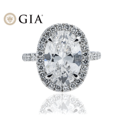 GIA 18K White Gold 4.01ct Oval Cut Diamond Engagement Ring 4.84ct