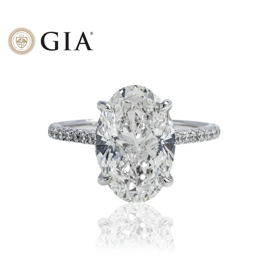 GIA 18K White Gold 5ct Oval Cut Diamond Engagement Ring 5.42ctw