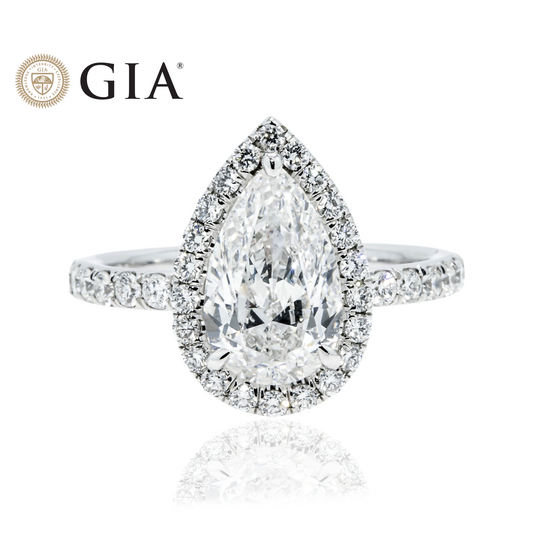 GIA Platinum 2.90ct Internally Flawless Pear Cut Diamond Engagement Ring 3.10ctw