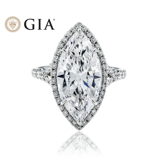 GIA Platinum 5.05ct marquise Cut Diamond Engagement Ring 6.05ctw