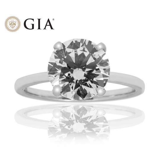 GIA Platinum 3ct Round Cut Solitaire Diamond Engagement Ring 3.09ctw