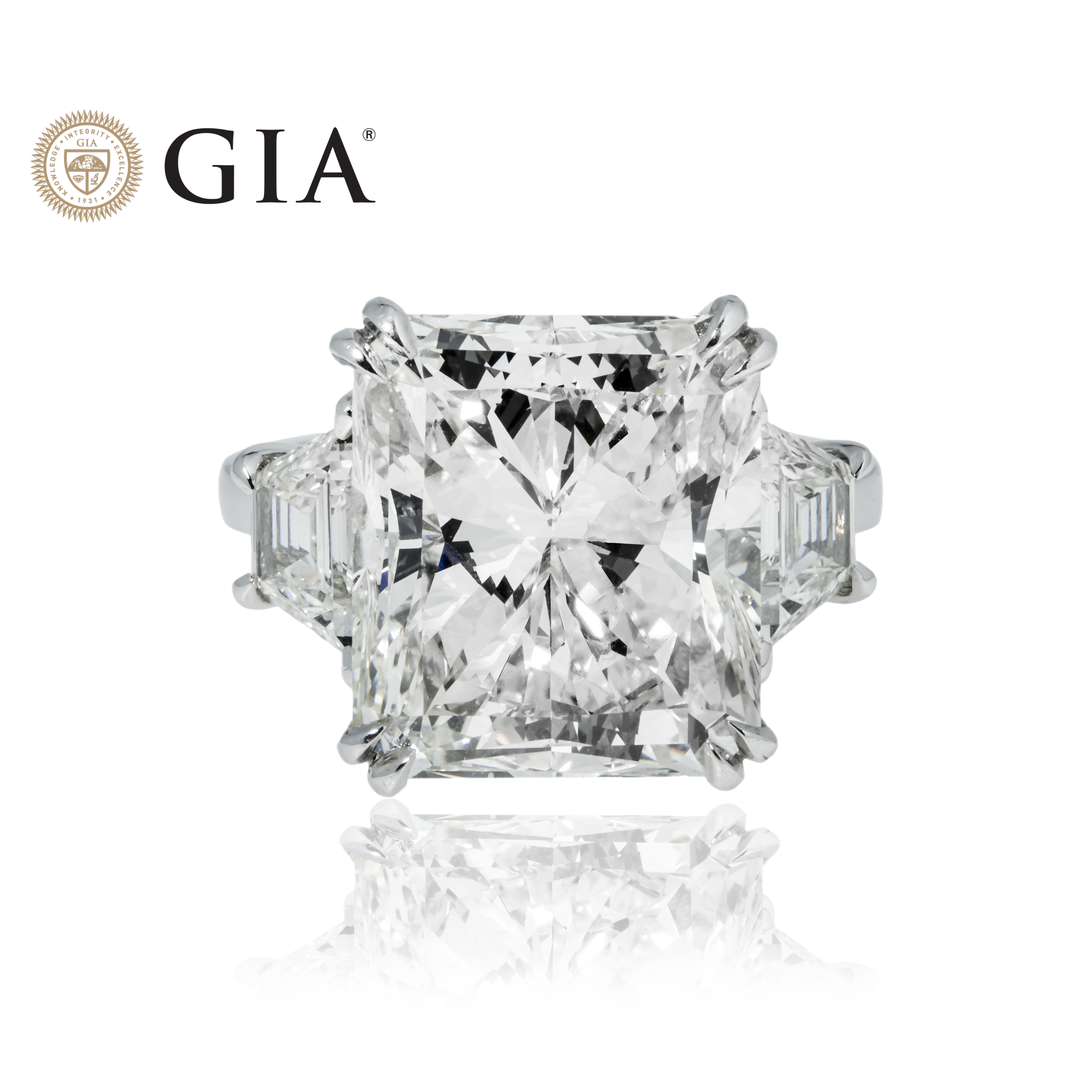 Gia Platinum 13.08Ct Radiant Cut Diamond Engagement Ring 14.46Ctw Bridal