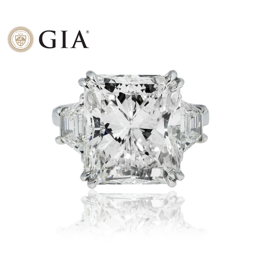 GIA Platinum 13.08ct Radiant Cut Diamond Engagement Ring 14.46ctw