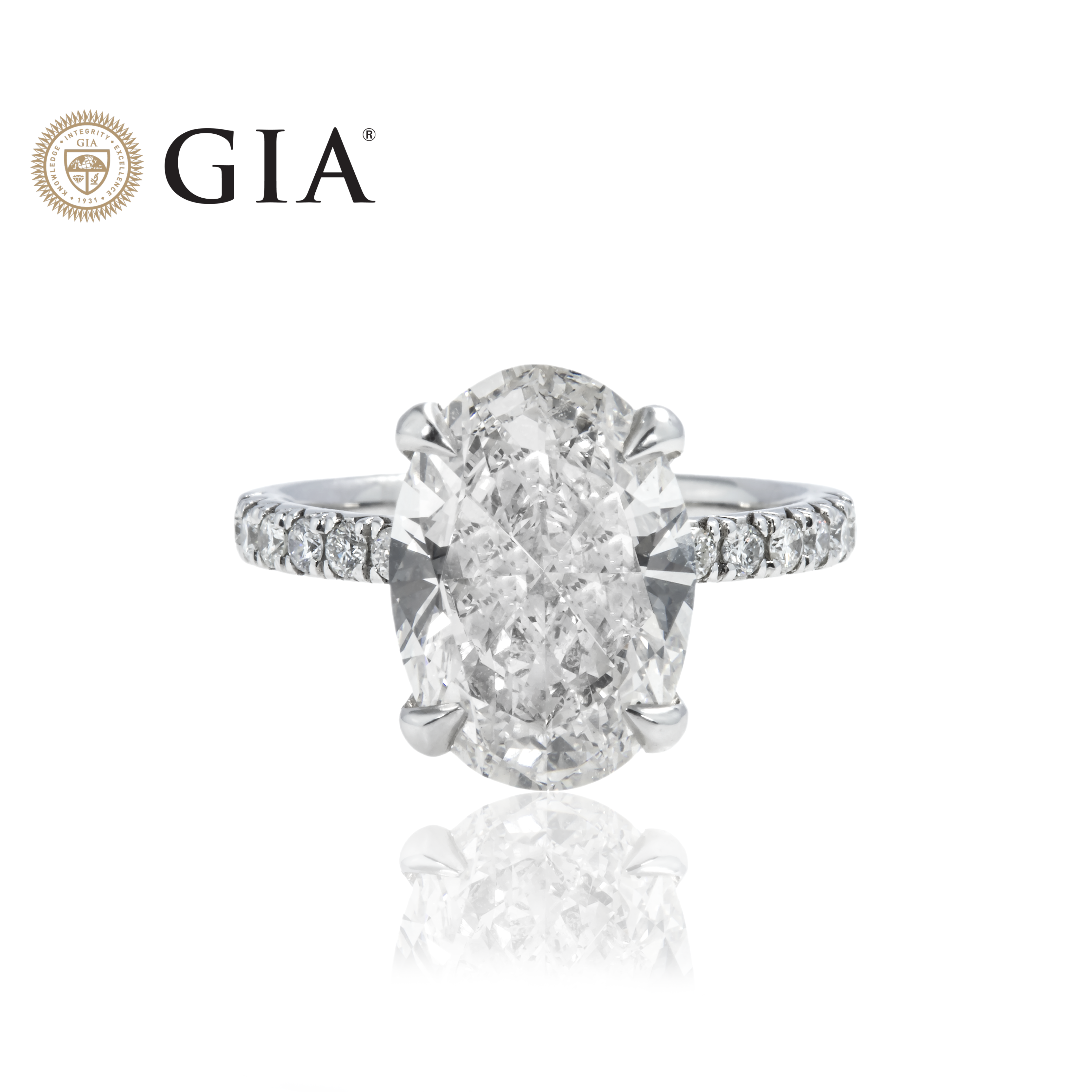 Gia Platinum 5.10Ct Oval Cut Diamond Engagement Ring 5.50Ctw Bridal