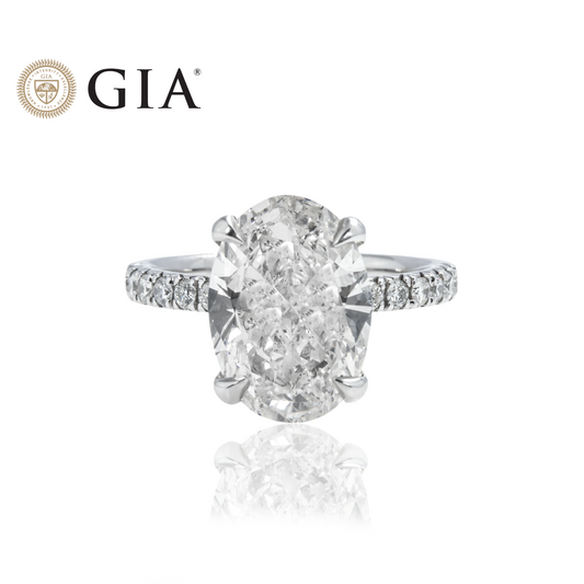 GIA Platinum 5.10ct Oval Cut Diamond Engagement Ring 5.50ctw