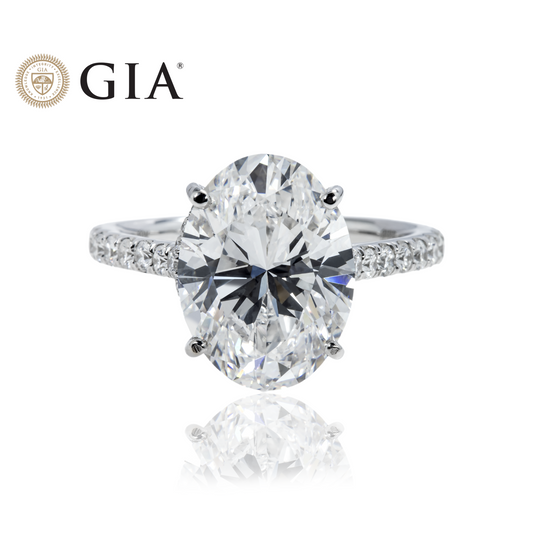 GIA 18K White Gold 5.02ct Oval Cut Diamond Engagement Ring 5.77ctw