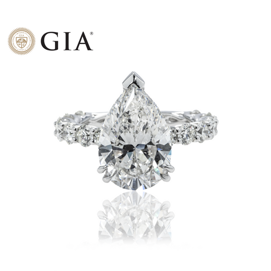 GIA 18K White Gold Pear Cut Diamond Engagement Ring 7.08ctw