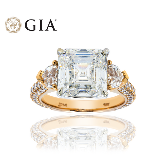 GIA 18K Rose Gold Asscher Cut Diamond Engagement Ring 7.82ctw