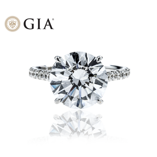 GIA 18K White Gold 5.04ct Round Diamond Engagement Ring 5.54ctw