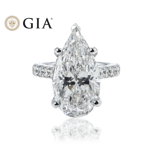 GIA 18K White Gold 11.72ct Pear Cut Diamond Engagement Ring 14.05ctw