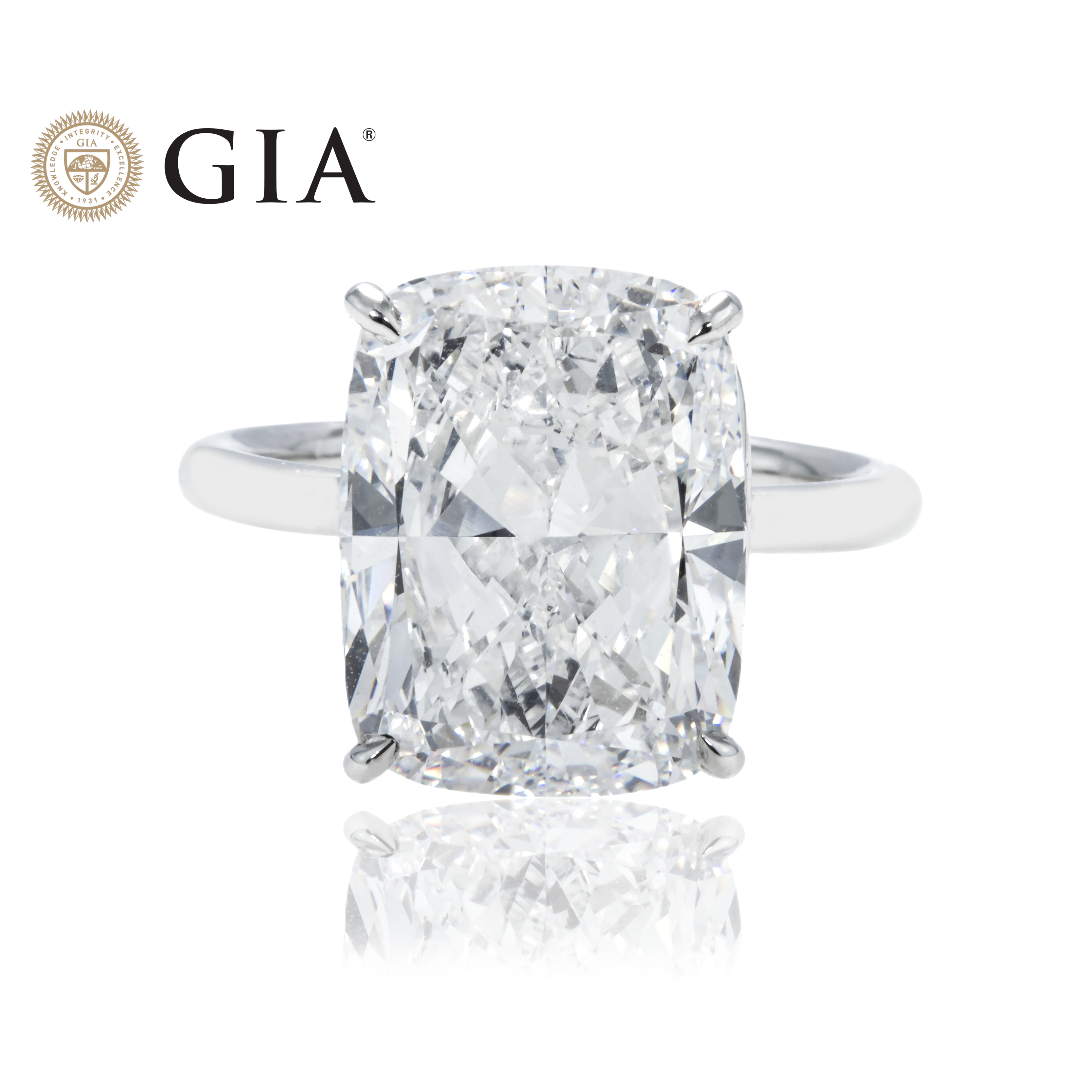 Gia Platinum Solitaire 10.01Ct Cushion Cut Diamond Engagement Ring Bridal