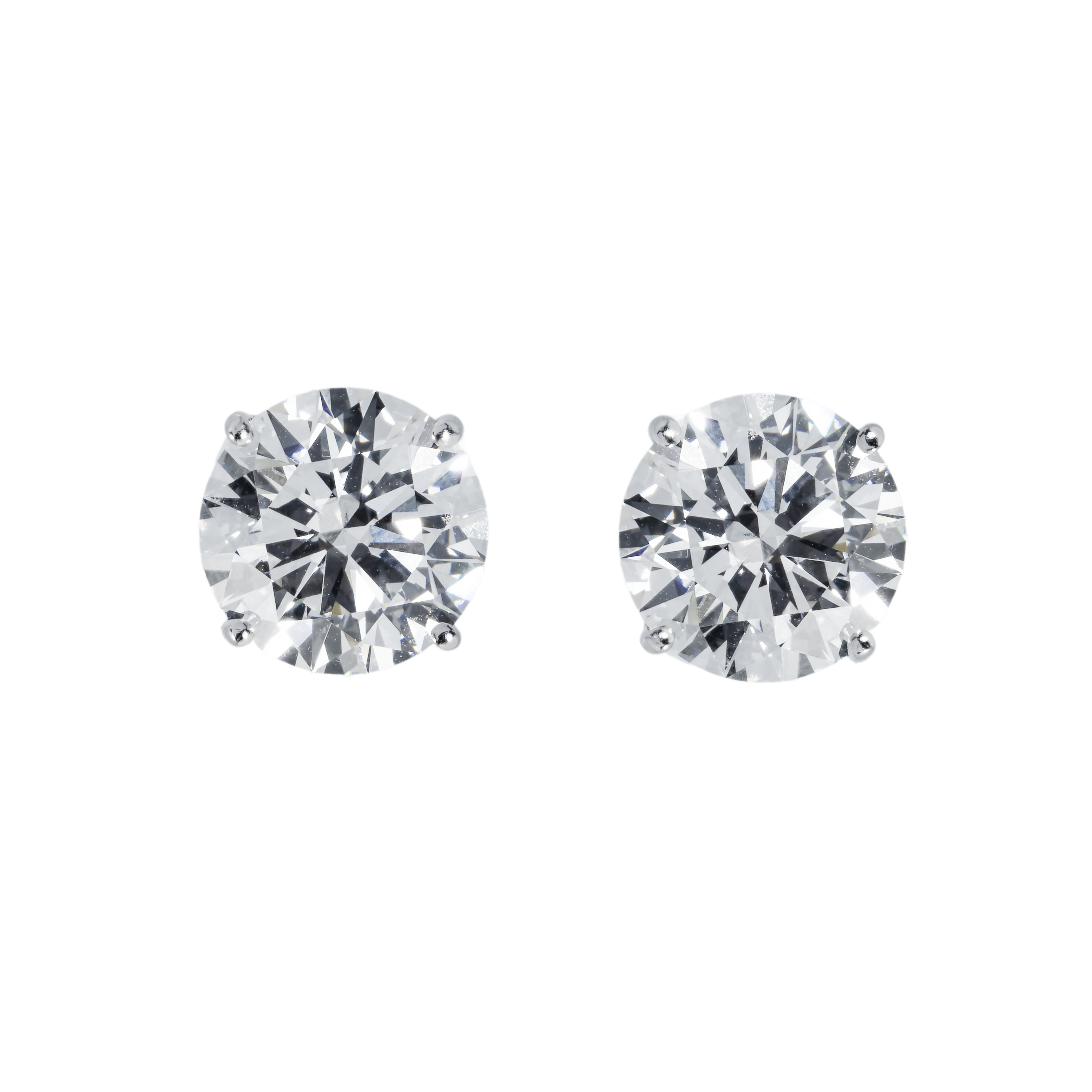 Choose Your Size - 14K White Gold Solitaire Round Diamond Stud Earrings (1.0ct-10ct total)