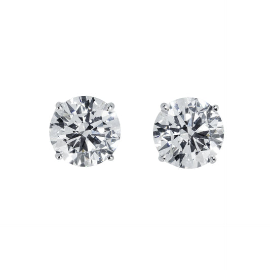 14K White Gold 5.0ct Each Round Diamond Stud Earrings 10.0ctw