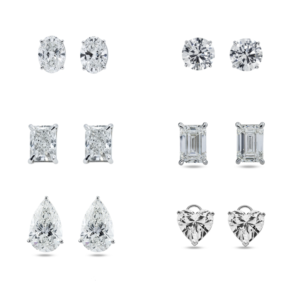 Choose Your Size - 14K White Gold Solitaire Round Diamond Stud Earrings (1.0ct-10ct total)