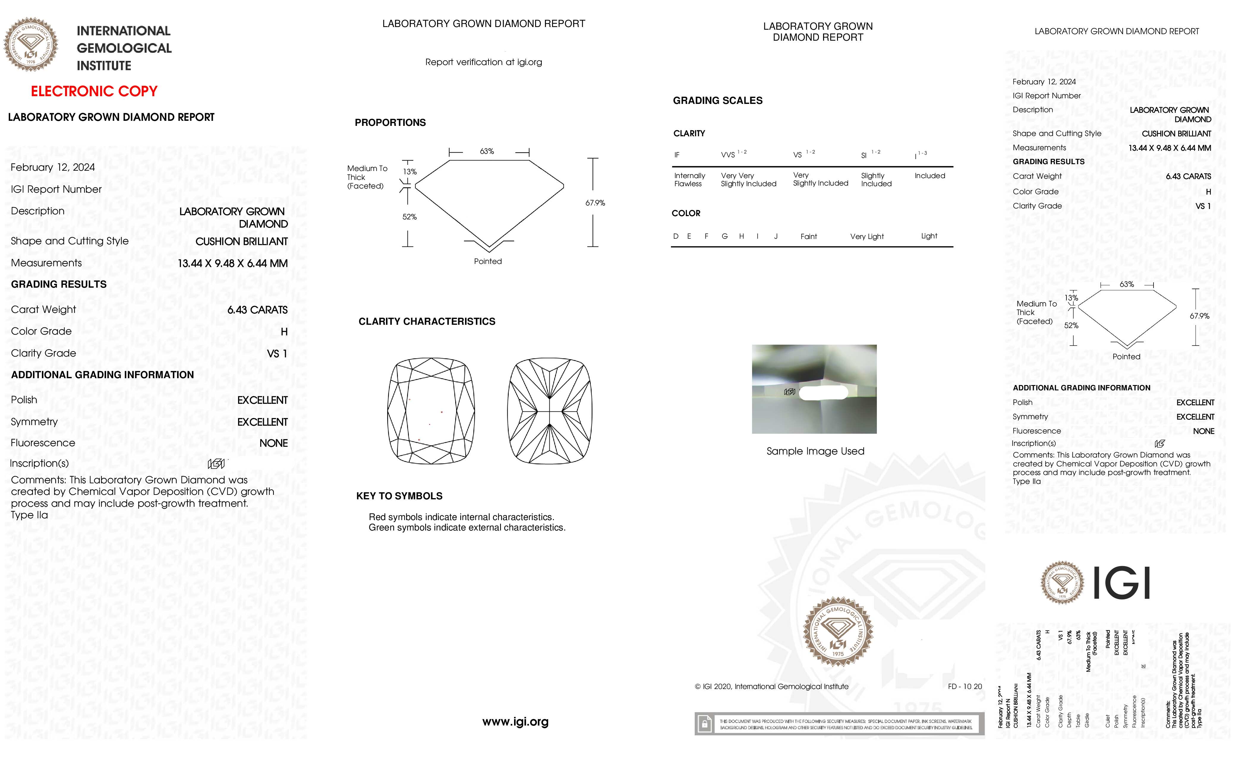 18K Yellow Gold 6.43ct Radiant Cut Diamond Engagement Ring 8.80ctw