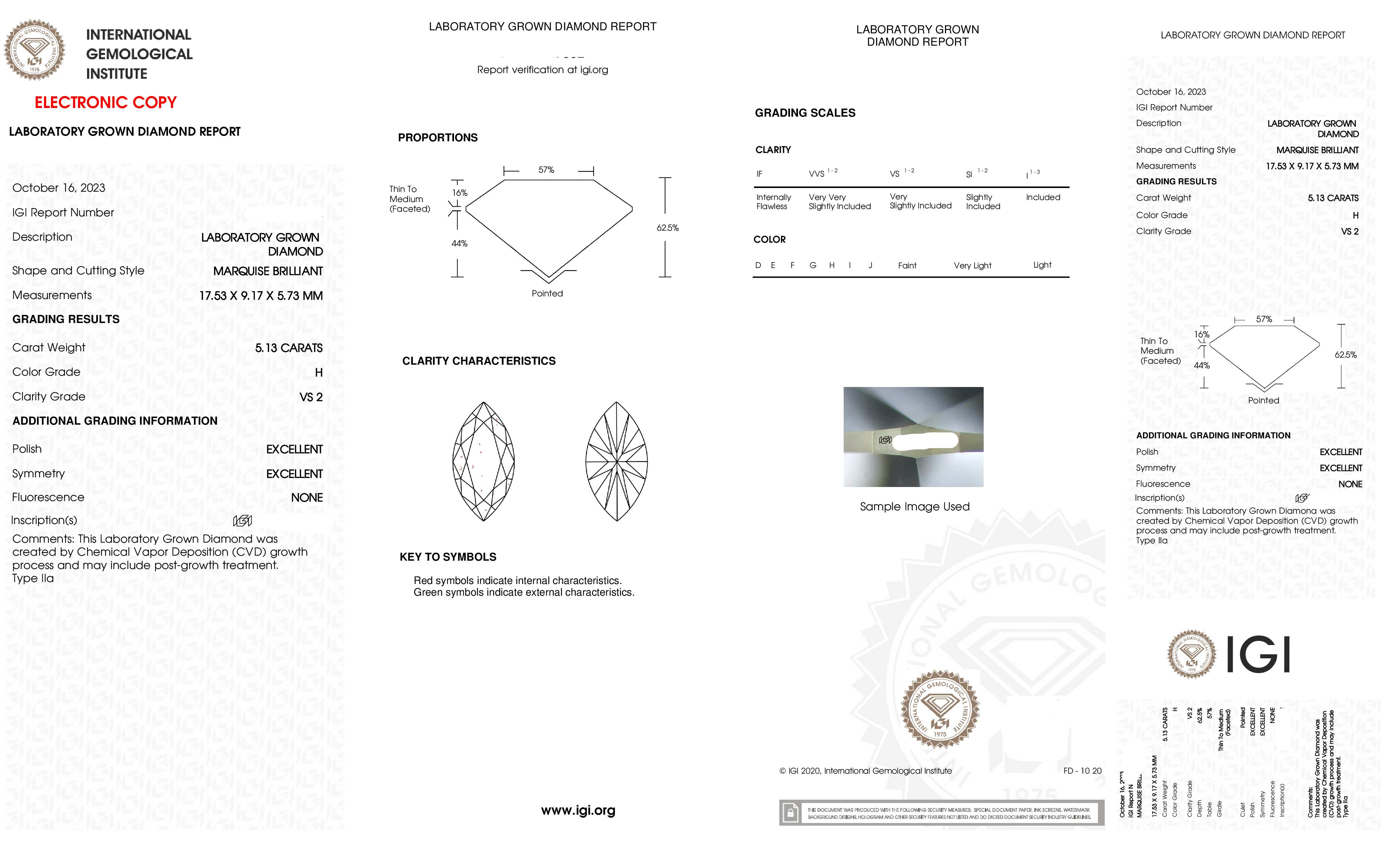 18K Yellow Gold 5.13ct Marquise Cut Diamond Engagement Ring 7.08ctw