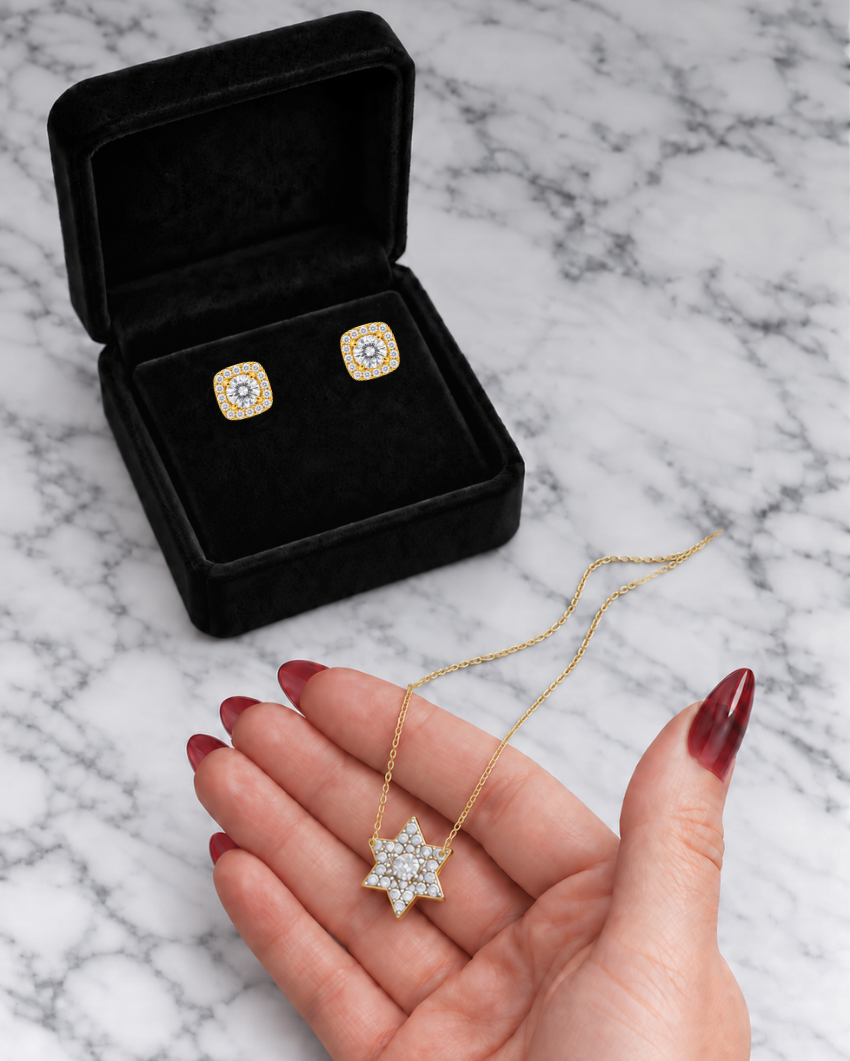 2 Piece Bundle Deal - Natural Diamond Stud Earrings & Pendant Set
