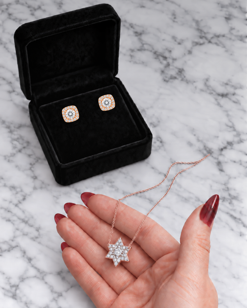 2 Piece Bundle Deal - Natural Diamond Stud Earrings & Pendant Set