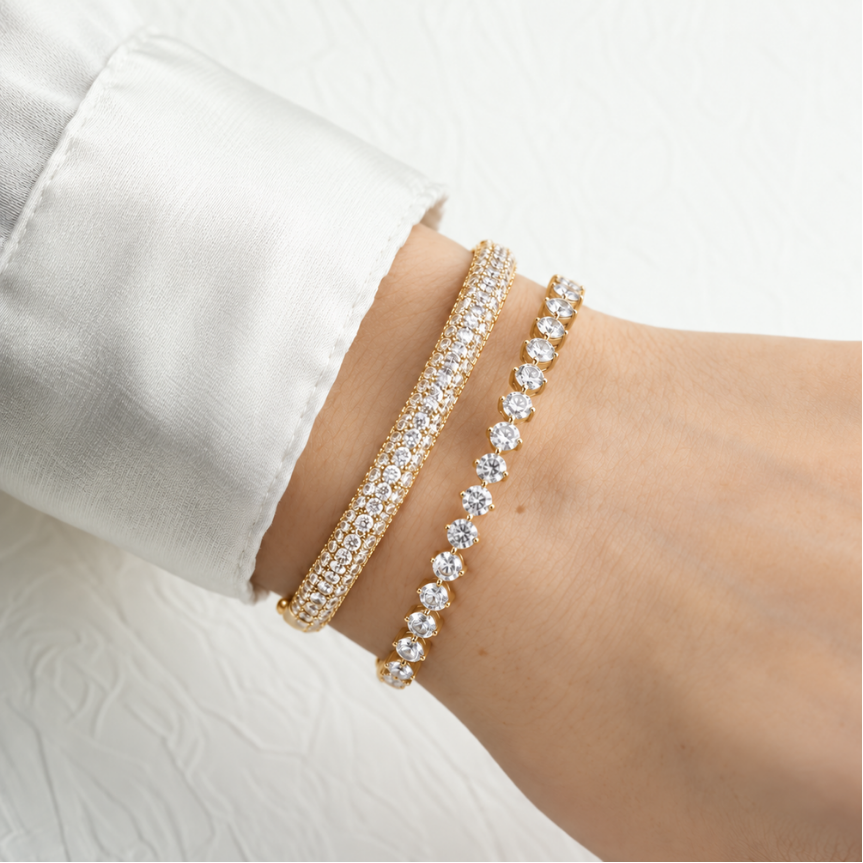2 Piece Bundle Deal - Round Diamond Bangle Set