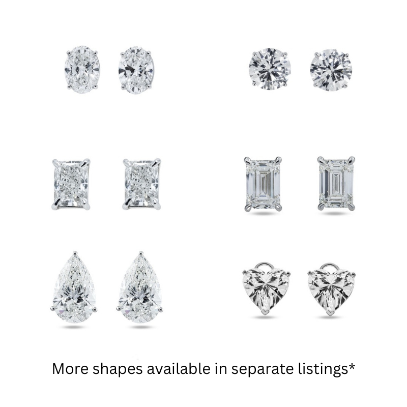 Choose Your Size - 14K White Gold IGI Oval Diamond Stud Earrings (2.0ct-6.0ct total)