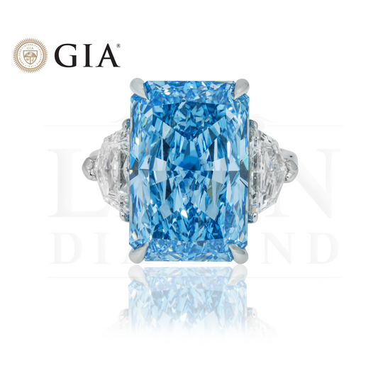 Gia 12Ct Radiant Cut Fancy Vivid Blue Diamond Engagement Ring Platinum Bridal