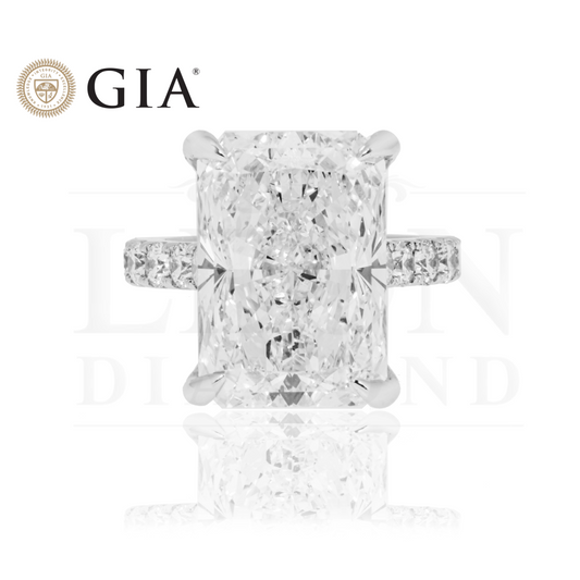 Gia 14K White Gold 16.96Ct Radiant Cut Diamond Engagement Ring 19.30Ctw Bridal