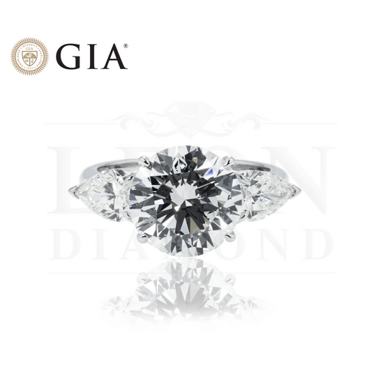 Gia 14K White Gold 4.86Ct Round Diamond Triple Engagement Ring 6.47Ctw Bridal