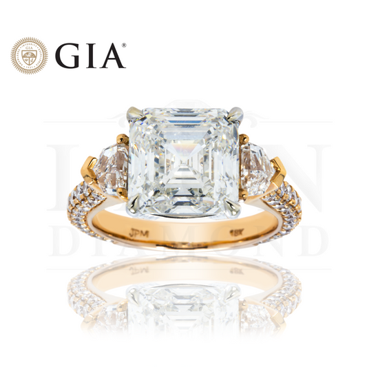 Gia 18K Rose Gold Asscher Cut Diamond Engagement Ring 7.82Ctw Bridal