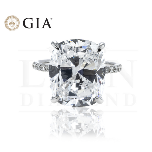 Gia 18K White Gold 10.01Ct Cushion Cut Diamond Engagement Ring 10.61Ct Bridal