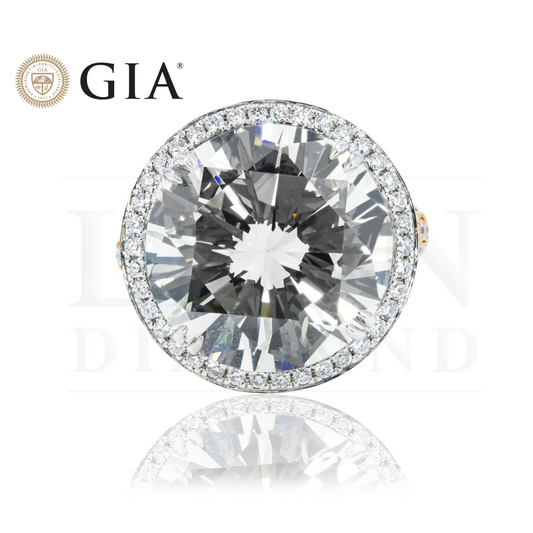 Gia 18K White Gold 14.52Ct Round Diamond Engagement Ring 15.87Ctw Bridal